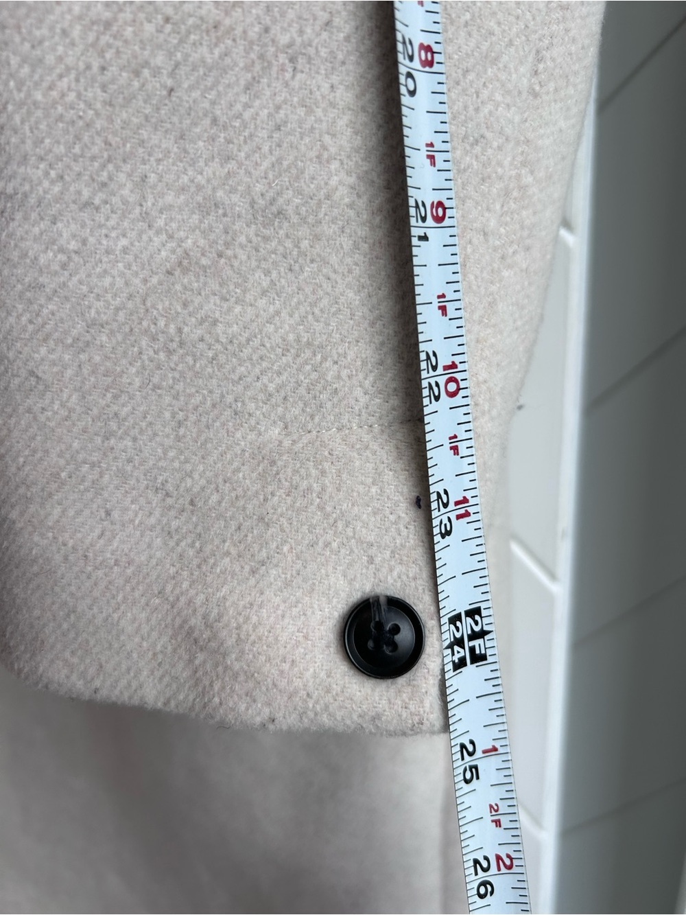 Women’s Vero Moda Double-Breasted Cream colored wool blend Coat size L - Picture 14 of 15